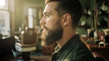 Homme elegant arborant un collier de barbe parfaitement taille